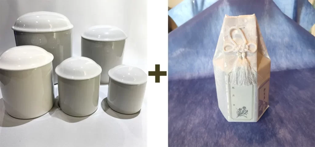 骨壷とノーマル骨袋のセット画像